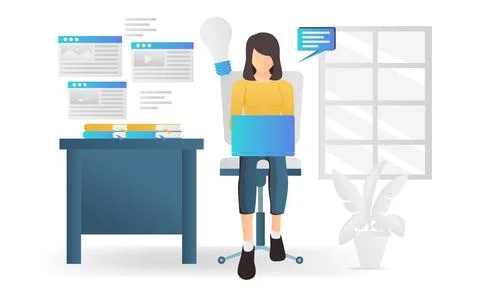 A developer is building his website with a laptop Stock Illustration