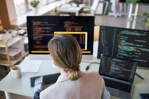 Developer Checking Programming Code 스톡 사진