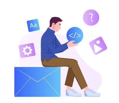 Developer with Code Icon. Vector illustration Stock Illustration