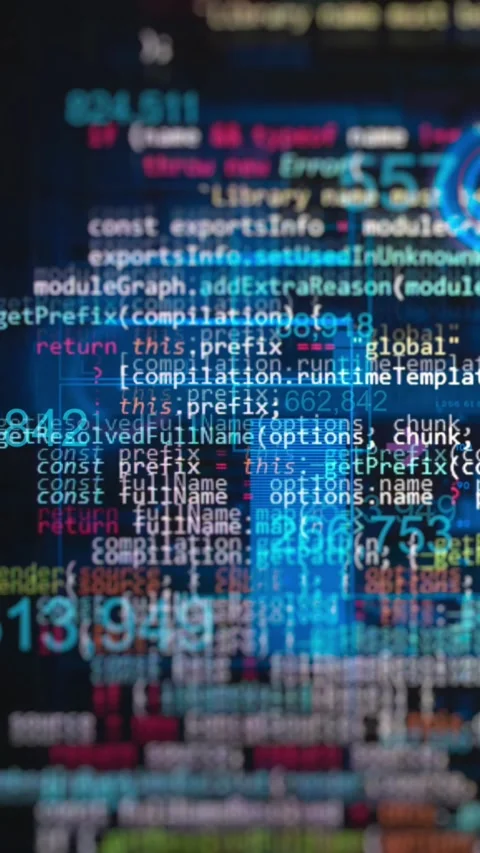 Developer code on screen background. Internet technologies. Vertical video Stock Footage 305626998