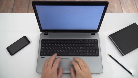 Developer coding on a laptop - top view Stock Footage 128472561
