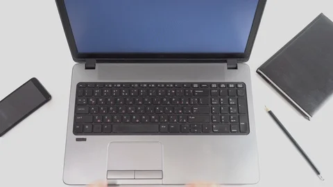 Developer coding on a laptop - top view Stock Footage 128474143