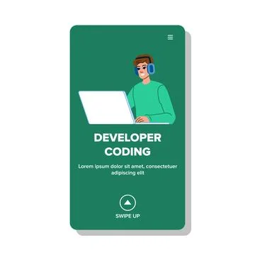 Developer coding man vector Stock Illustration