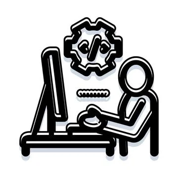 Developer coding program icon creating software application Stock Illustration