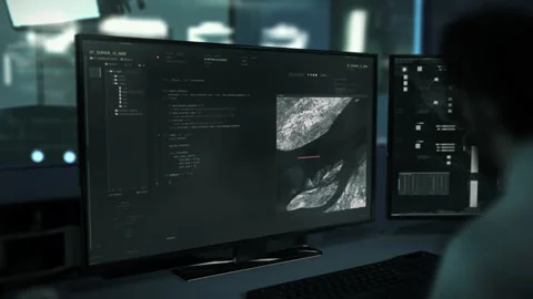 Developer is coding a tracking script using the modern programming software Stock Footage 246832426