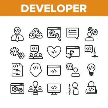 Developer Collection Elements Icons Set Vector イラスト素材