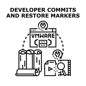 Developer committing code and restoring markers concept Stock Illustration