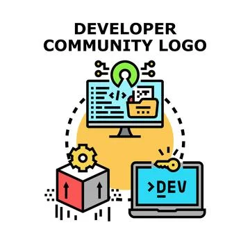 Developer community logo creating coding and programming platforms Stockillustratie
