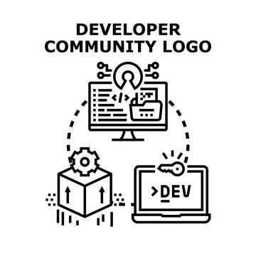 Developer community logo creating coding and programming platforms Stockillustratie