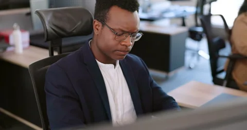 Developer, computer or programmer thinking of cyber security code for digital Stock Footage 227702760