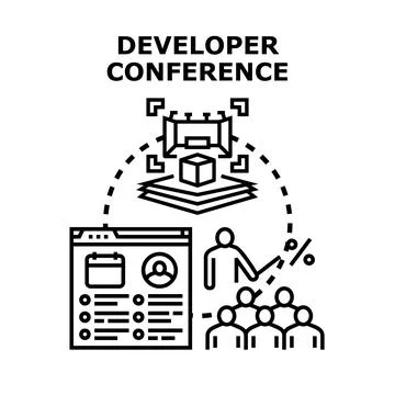 Developer conference organizing programming and education event Stock Illustration