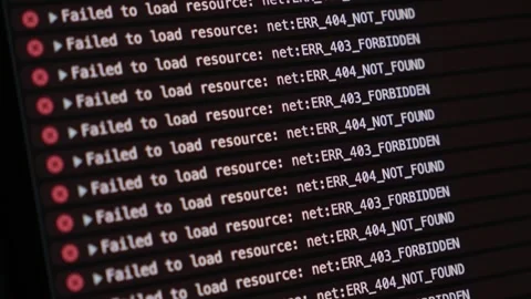 Developer console filled with red network errors showing repeated 403 forbi.. Stock Footage 304804534
