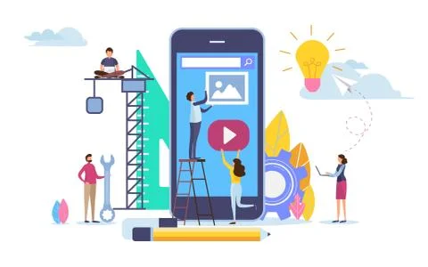 Developer create application. vector. Stock Illustration