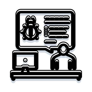 Developer debugging software bug icon illustration Stockillustratie