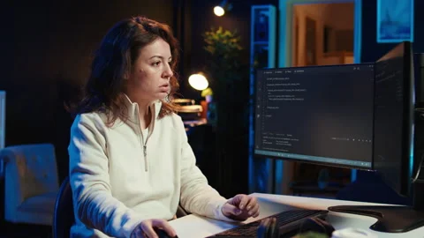 Developer feeling worried and anxious about programming errors Stock Footage 283593556