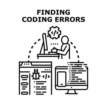 Developer finding coding errors and fixing software bugs Illustrazione stock