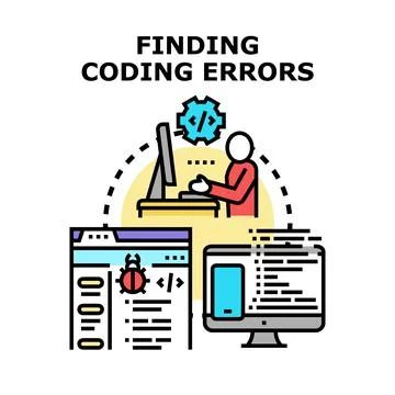 Developer finding coding errors and fixing software bugs イラスト素材