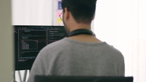 Developer Focused on Coding. Stock Footage 267179403