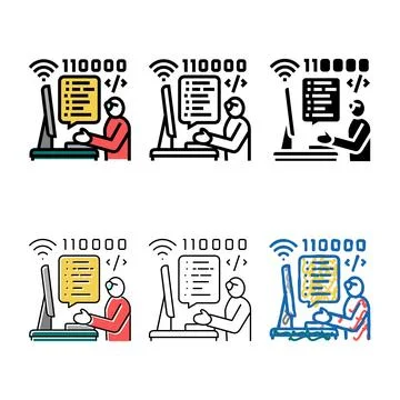 Developer freelance color icon vector diversity Illustrazione stock