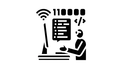 Developer freelance glyph icon animation Stock Footage 222845402