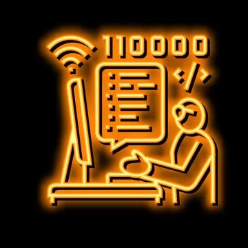 Developer freelance neon glow icon illustration 스톡 일러스트