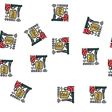 Developer freelance vector seamless pattern Illustrazione stock