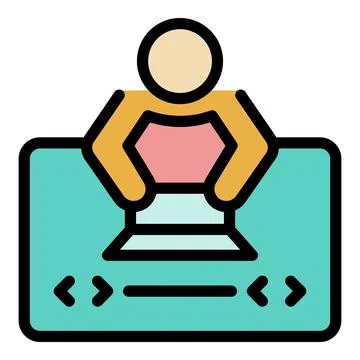 Developer in front of laptop icon color outline vector Stock Illustration