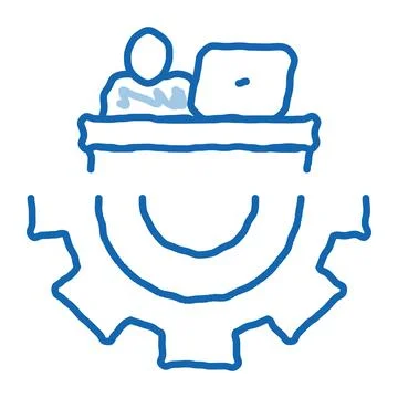 Developer Gear doodle icon hand drawn illustration Stock Illustration