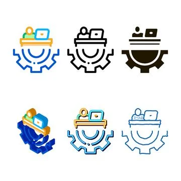 Developer gear icon vector diversity outline Illustrazione stock