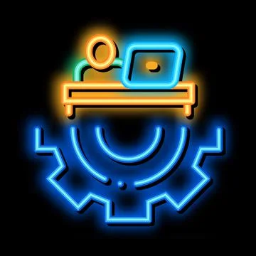 Developer Gear neon glow icon illustration Stock Illustration