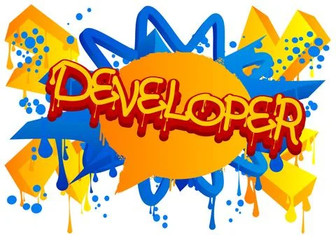Developer. Graffiti tag. Abstract modern street art decoration performed in.. 库存插图