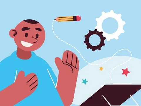 Developer guy and designer Stock Illustration