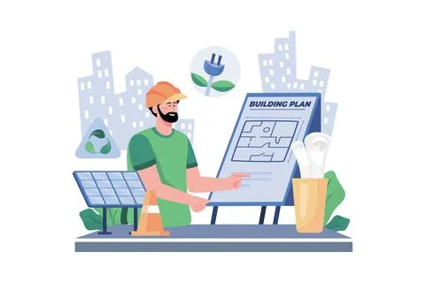 Developer hires consultant to assess project's impact. Stock Illustration