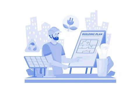 Developer hires consultant to assess project's impact. Stock Illustration