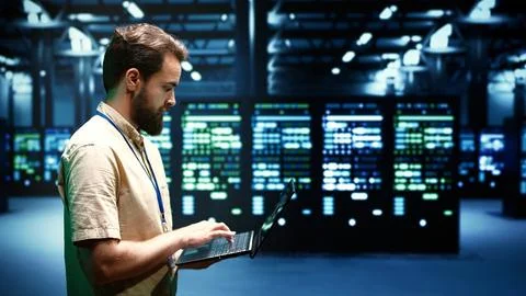 Developer identifying server issues 스톡 사진