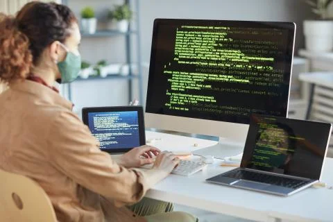 Developer installing computer system 库存照片