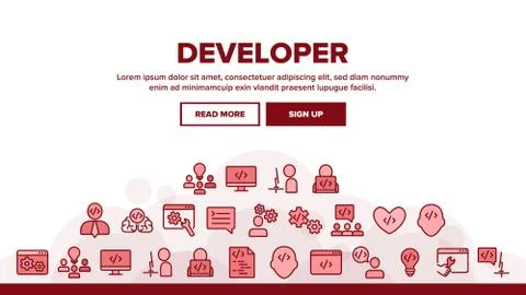 Developer Landing Header Vector イラスト素材