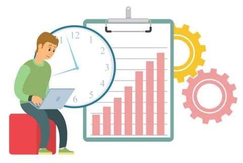 Developer with Laptop Coder with Computer Deadline Stock Illustration