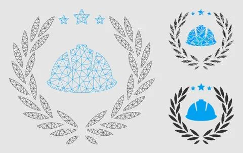 Developer Laureal Wreath Vector Mesh 2D Model and Triangle Mosaic Icon Stock Illustration