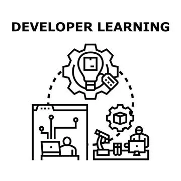 Developer learning process creating new software concepts イラスト素材