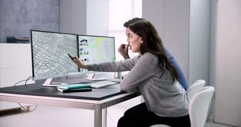 Developer Looking At Land Plot Map Vídeos de archivo 234377008