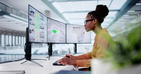 Developer Looking At Land Plot Map And Cadastre Plan Fotos de archivo