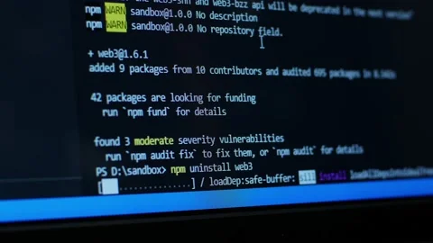 Developer looks at HTML code on a computer screen. HTML web pages scroll code Stock Footage 168170177