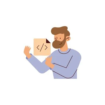 Developer man with code Stock Illustration