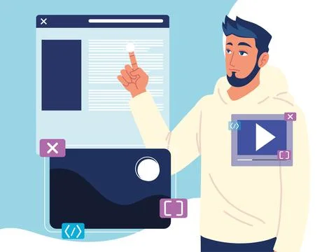 Developer man project Stock Illustration