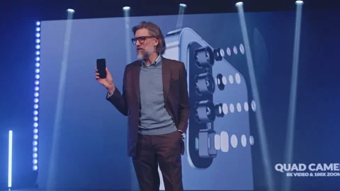 The developer presenting a new modern device Stock Footage 169714194