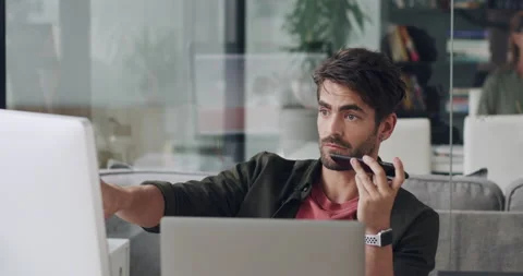 Developer, programmer or man for phone call for computer consulting, networking Stock Footage 222784041