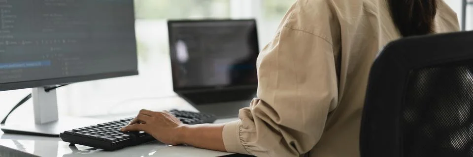 Developer programmer programming code to developing website and application.. 写真素材