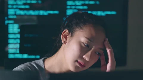 Developer programmer, software engineer, feel stress and headache Stock Footage 221022613
