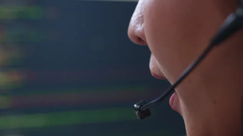 Developer programmer, software engineer working on computer online support Stock Footage 196911629